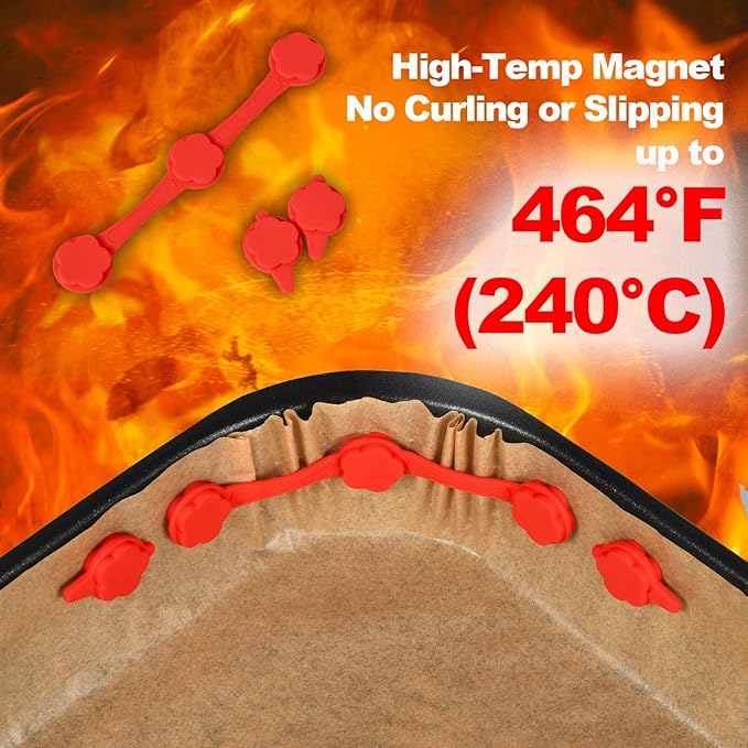 4PCS Air Fryer Magnets Silicone Buckle,Air Fryer Magnets for Parchment Paper,Safely Lock Paper from Heating Element or Covering Food,High-Temp Resistant