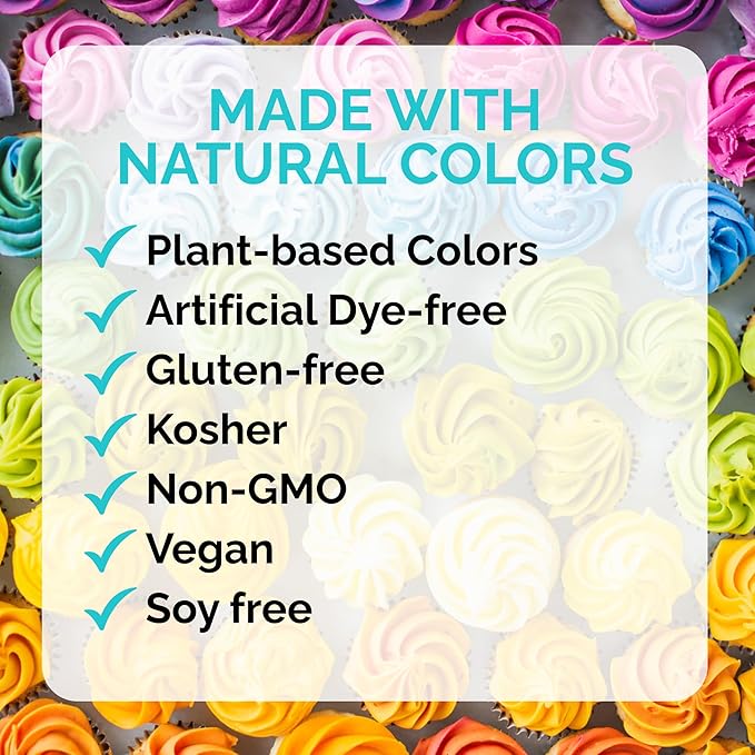 ColorKitchen Food Coloring 10-Pack – Plant-based Colors, Artificial Dye-free, Gluten-free, Kosher, Non-GMO, Vegan, Colors for Frosting and Natural Healthy Baking, Soy free (10 Packets-5 Colors)