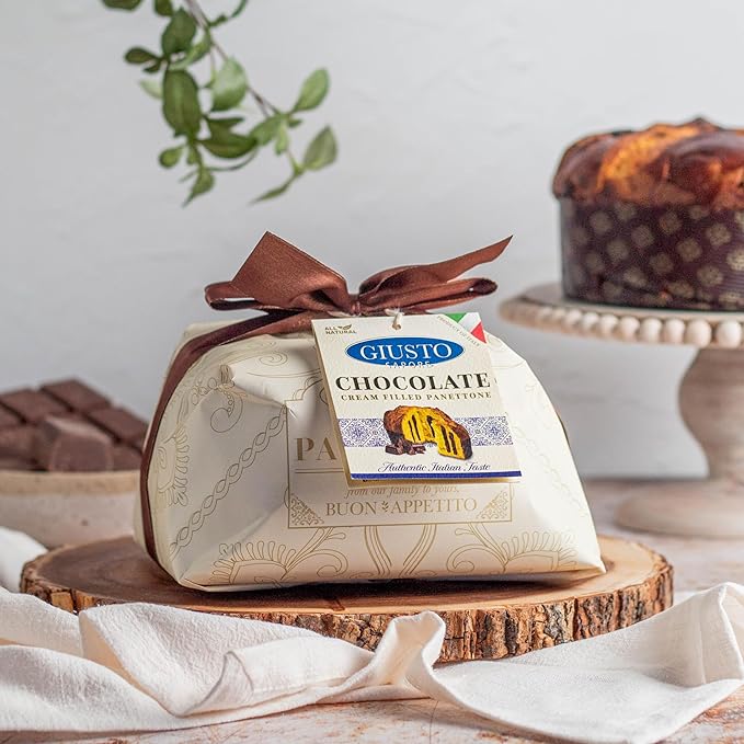 Giusto Sapore Authentic Italian Panettone Filled with Chocolate Cream - New and Imported from Italy, Family Owned - 28.21 oz
