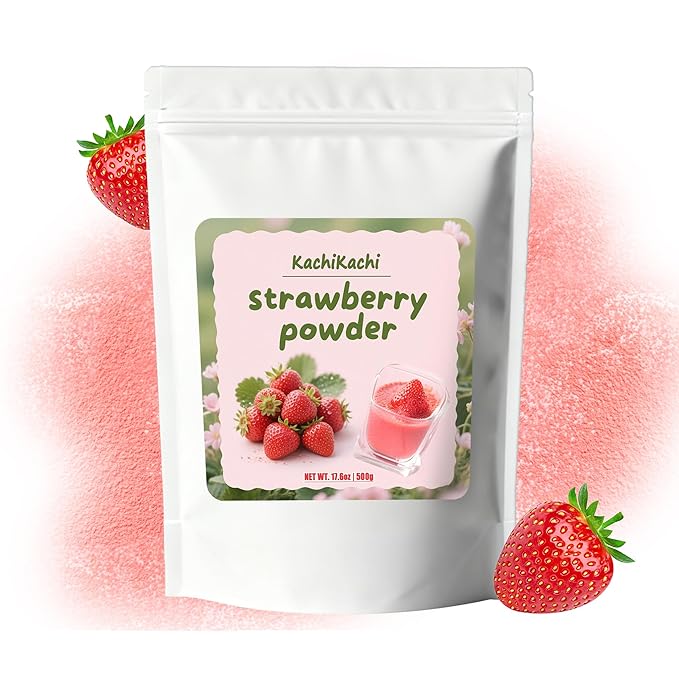 Freeze Dried Strawberries Powder - 1.1 LB | 500g, No Sugar Added | Single Ingredient | Natural Fruit Powder | Family Pack, Strawberry Seasoning for Baking, Smoothies, Drinks