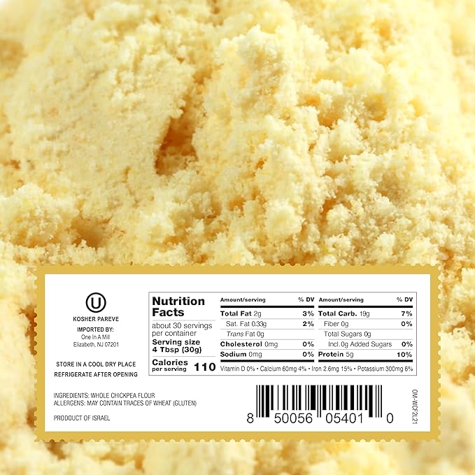 One in a Mill Whole Chickpea Flour | 2 LB Resealable Bag | Premium Pre-Sifted Garbanzo Bean Flour for Pancakes, Waffles | Use as a Thickener for Soup & Gravy | High in Portion, Vegan, Non-GMO & Kosher