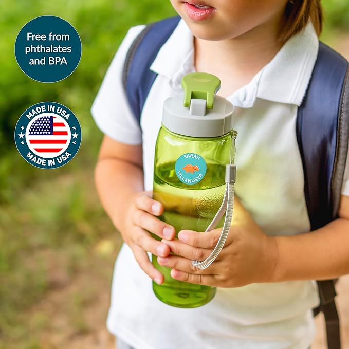 Personalized Waterproof Name Labels for Kids | Optional Packs 50, 150, 230 Labels | Custom Name Stickers for Kids' Clothing Tag, Water Bottle, Lunch Box, Customize Kid Name Label for Daycare Dinosaurs