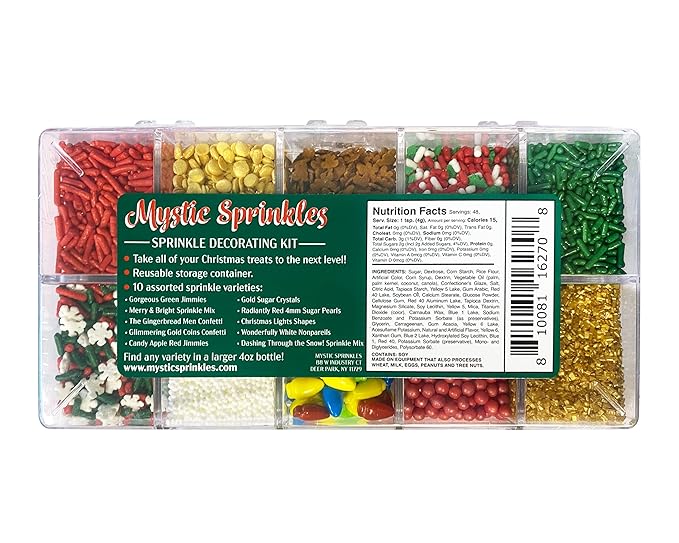 Mystic Sprinkles Christmas Holiday sprinkle Decorating Kits (Merry Little Christmas Sprinkle Decorating Kit 6.8oz)