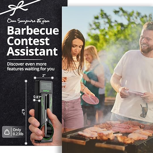Smart Wireless Meat Thermometer with Ultra-Thin Probes, App Control Bluetooth Meat Thermometer, LCD Screen Wireless Thermometer for Smoker,Grill, and Oven, Free Hand