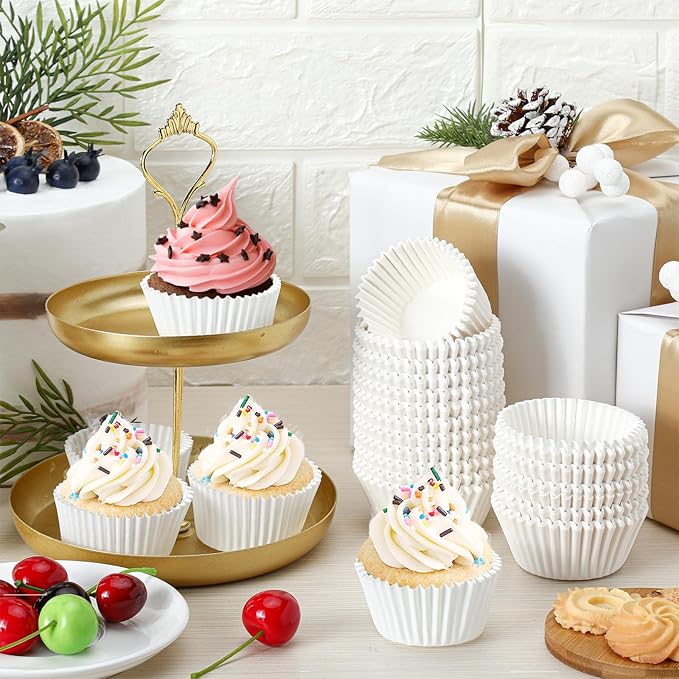 Jinei 5000 Pcs White Cupcake Liners Bulk for Baking Paper Cupcake Wrappers 1.97 Inch Paper Muffin Liners for Wedding Birthday Party