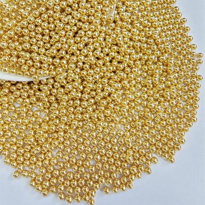 PhilaeEC Gold Peals 4mm Size Sprinkles for Cake Decoration Edible Candy Baking Cookie Cupcake Toppers Wedding Party Valentines Halloween Christmas Supplies 3.88oz