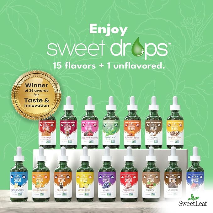 SweetLeaf Stevia Liquid Sweet Drops - Hazelnut Flavored Drops, Stevia Liquid Sweetener, Zero-Calorie, Sugar-Free Syrup Alternative for Keto Coffee, Baking, Shakes, 2 Fl Oz (Pack of 2)