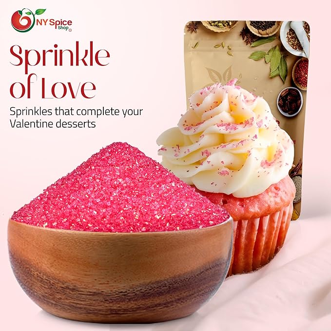 NY Spice Shop Pink Sanding Sugar - 3 Pound Sweet Colorful Edible Sprinkles For Candy Dish - Sugar Sprinkles For Cake Decorating Cookies Basket & Dishes