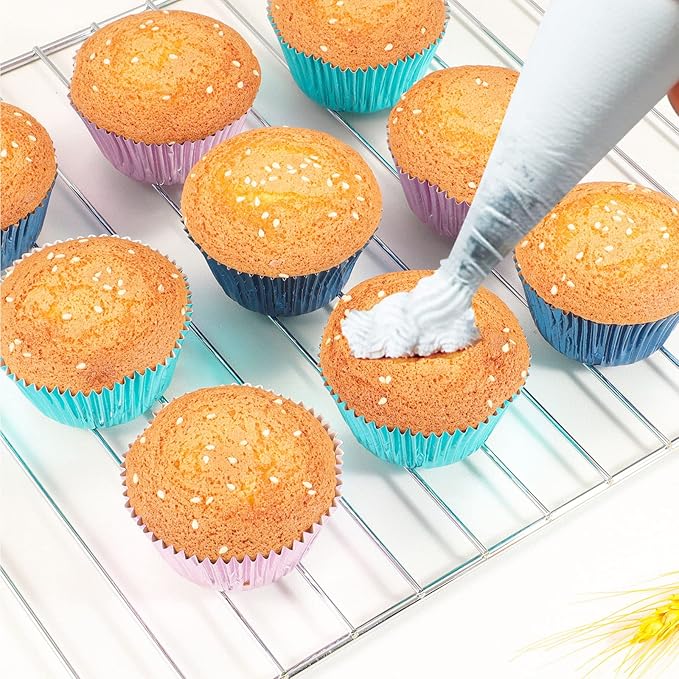 Caperci Navy Blue Foil Cupcake Liners Muffin Paper Standard Size Baking Cups, 150-Pack