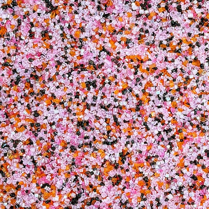 Fancy Sprinkles Limited Edition Halloween Screamsicle Sugar Pink, White, Black, and Orange Sugar Crystals (4 OZ)