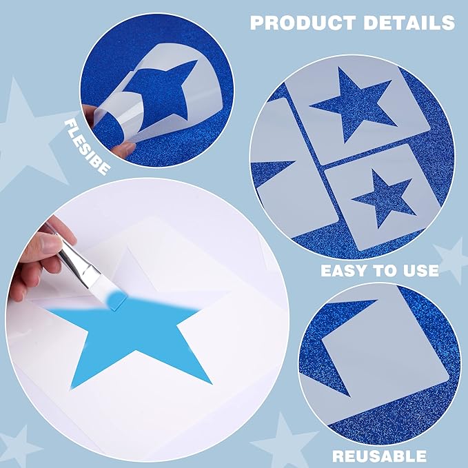 Large Star Stencil for Painting Template 5 Point Star Template Reusable Plastic Stencils,for Home Decoration Arts Paper Fabric Flag(8 Sizes)