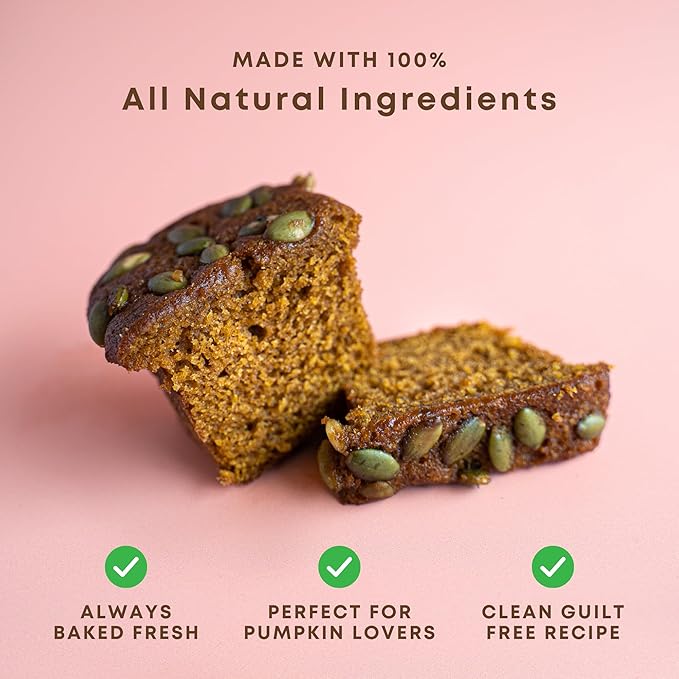 Gourmet Pumpkin Bread Spice by Sweetness Central, Baked Fresh for Each Order, Made with Pumpkin Seeds, The Perfect Dessert, or Housewarming Gift, Individually Wrapped to Arrive Soft & Moist, 6 Pack