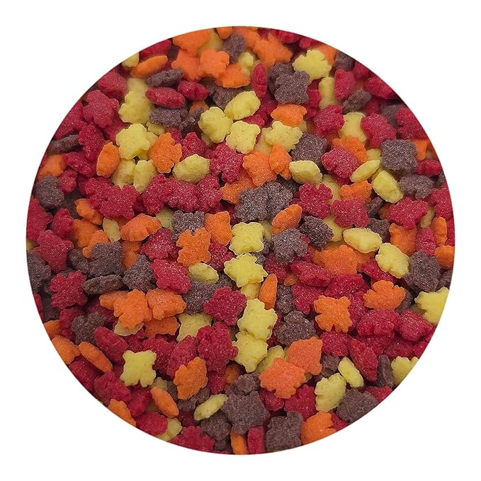 NCS Mini Red, Orange, Yellow and Brown Fall Leaves Edible Sprinkles, 8 ounces