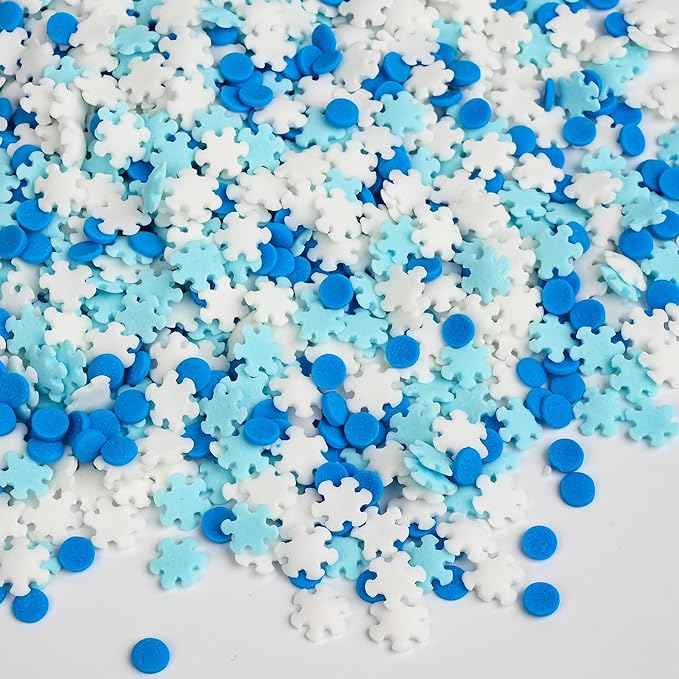 Winter Sprinkles for Cake Decorating, White & Blue Snowflake Sprinkles Perfect for Cupcake Toppers Wedding Party Valentines Halloween Christmas Supplies 3.52 Ounce
