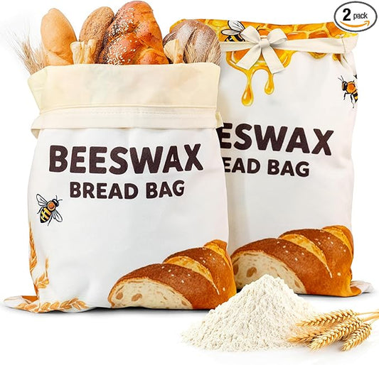 OHIYO Beeswax Bread Bags for Homemade, Reusable Natural Beeswax Sourdough Bread Bags Freshness Keeper for Homemade, Bakery Essentials (2 Pack)