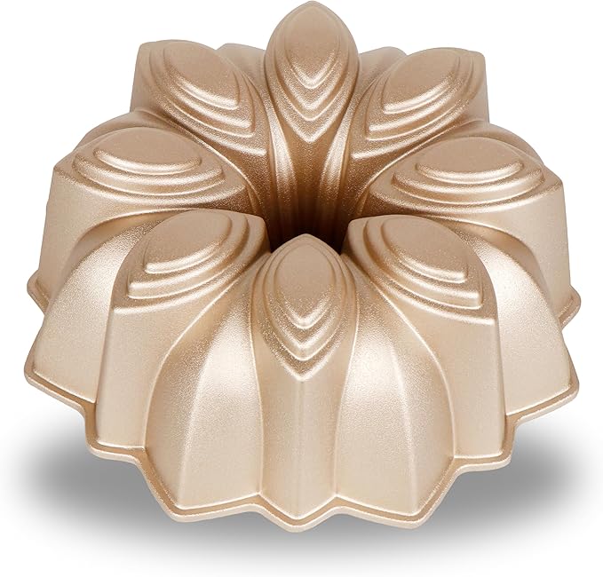 Baker's Secret Nonstick for Fluted Cake Pan, Perfect for Fluted Cakes, Die Cast Aluminum Cake Pans, 2 Layers Non-stick Coating For Easy Release, compatible with Fluted Cake Pans - (Bloom)