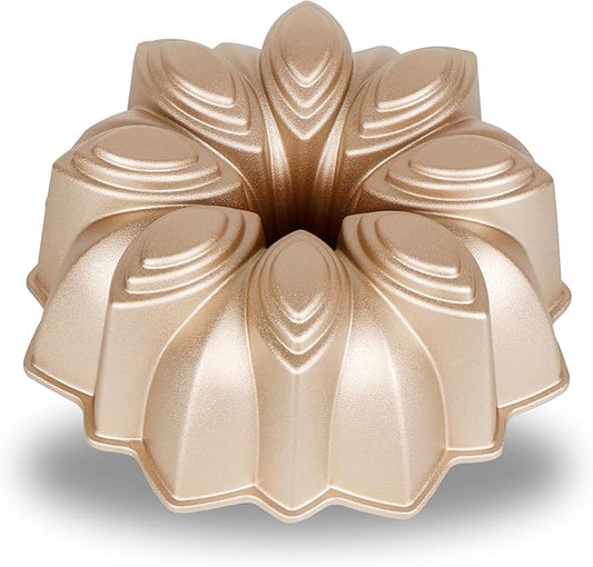 Baker's Secret Nonstick for Fluted Cake Pan, Perfect for Fluted Cakes, Die Cast Aluminum Cake Pans, 2 Layers Non-stick Coating For Easy Release, compatible with Fluted Cake Pans - (Bloom)