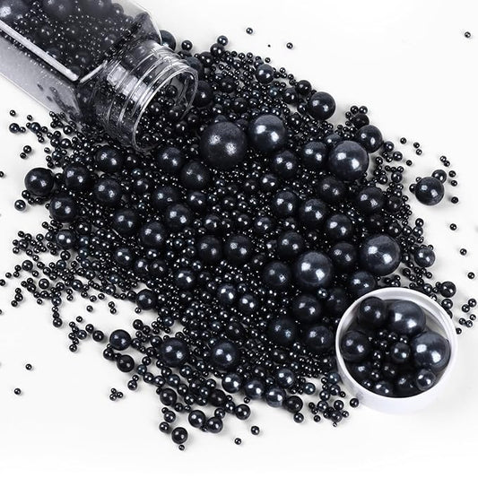 Cobakey Black Sprinkles for Cake Decorations 3.52 ounce Pearl Sugar Sprinkles for Cupcake Toppers Wedding Party Valentines Halloween Christmas Supplies