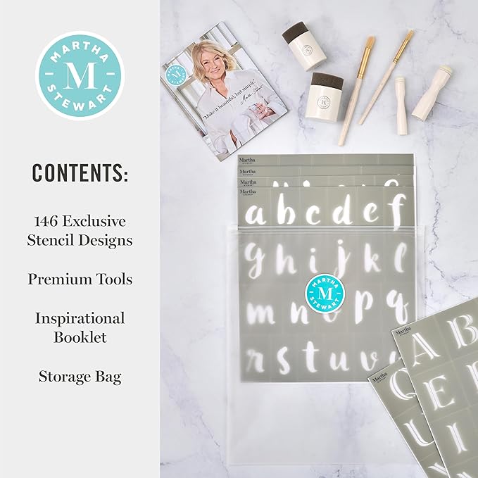 Martha Stewart, Modern Fonts Stencils and Tools Kit, 15 pc