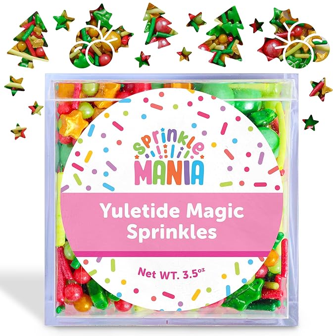 Charming Christmas Sprinkles for Cookie Decorating – Our Mix Includes Pretty Tree, Star & Ornament Sprinkles - For Holiday Cake Decorating (Yuletide Magic)
