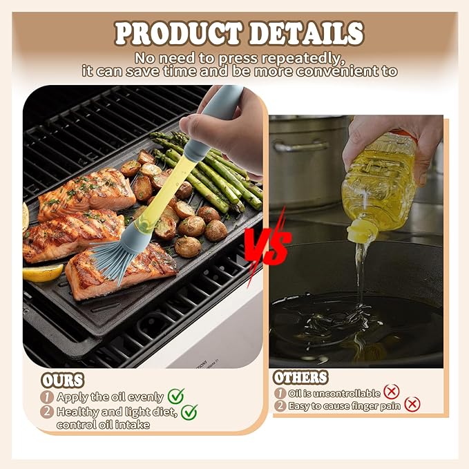 Basting Brush for Cooking, 4 Pack Silicone Oil Brush Basting Brush for Cooking, Silicone Heat Resistant Pastry Brushes, Food Brush for Baking Cooking Kitchen Gadget Home Outdoor Use