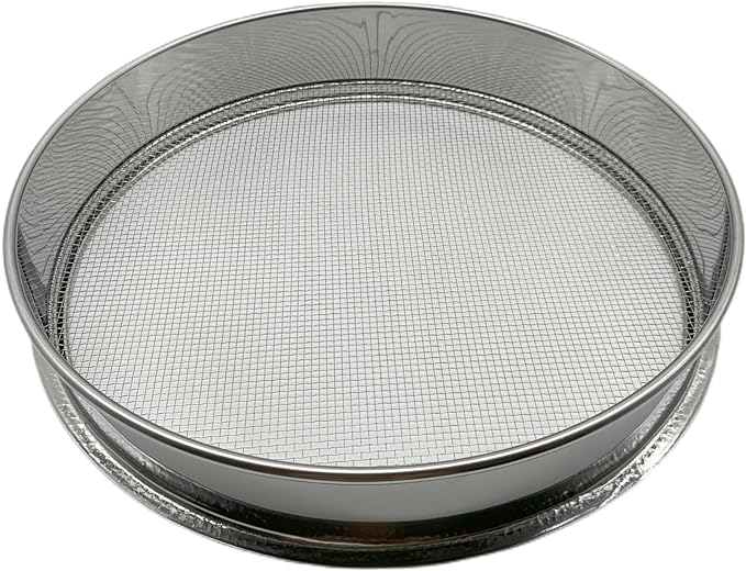Soil Sieve for Garen -12 inches Soil Sifter for Rocks Compost-Sifting pan (1/12”Mesh Screen)
