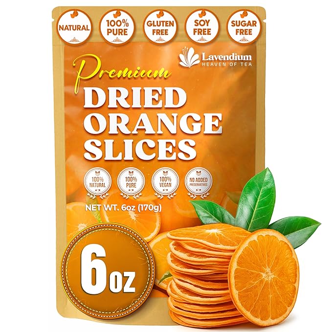 Lavendium, Premium Dried Orange Slices 6oz – Natural Dehydrated Citrus Wheels for Tea, Cocktails, Baking, Holiday Decorations, Potpourri, and Crafts. Vegan