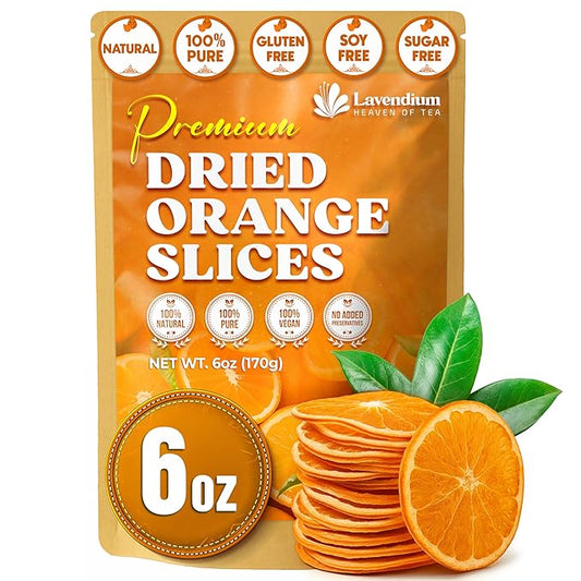 Lavendium, Premium Dried Orange Slices 6oz – Natural Dehydrated Citrus Wheels for Tea, Cocktails, Baking, Holiday Decorations, Potpourri, and Crafts. Vegan