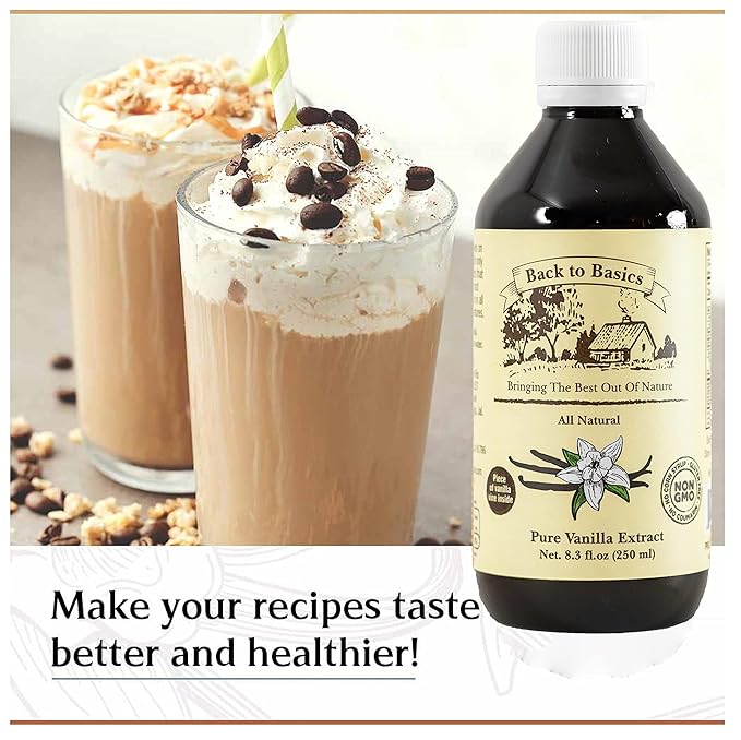 Back to Basics – All Natural - Pure Vanilla Extract – 8 oz – Mexican Vanilla – To Enhance Flavors in Cooking, Baking, and Dessert Making