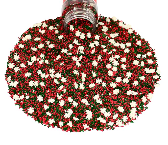 Mystic Sprinkles Christmas Holiday Sprinkle Mixes (Dashing Through the Snow! Nonpareil Mix 4oz)