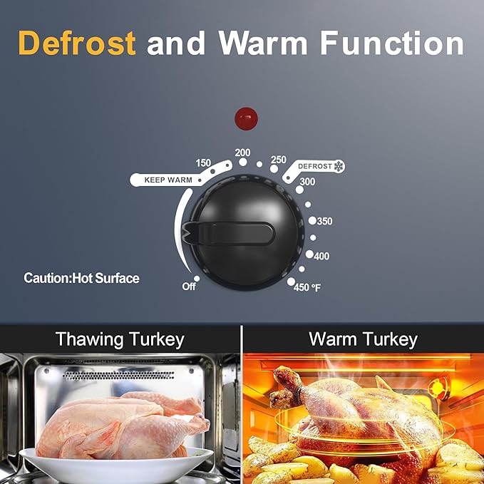 Sunvivi 22 Quart Electric Roaster Oven Turkey Roaster with Lid Electric Roasters with Removable Pan Large Roaster,Visible & Self-basting Lid, Fast Heating & Thaw/warming Setting,Dark Blue