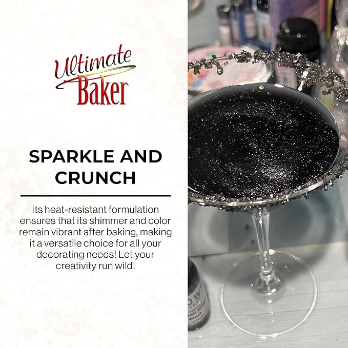 Ultimate Baker - Sanding Sugar, Black - Vibrant, Naturally Colored Baking & Decorating Sugar, Perfect for Sprinkling on Cakes, Desserts & Confections, Medium Crystal - 4oz
