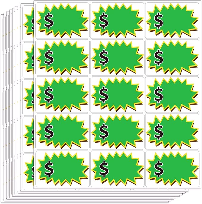 300 Pcs Garage Sale Stickers, (2"x3") Removable Adhesive Price tag Stickers for Yard Sale, Price Labels for Retail, Annual Community, Flea Market (Green)