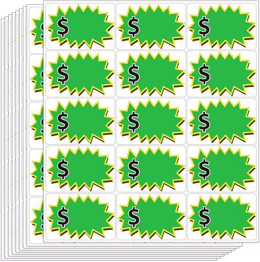 300 Pcs Garage Sale Stickers, (2"x3") Removable Adhesive Price tag Stickers for Yard Sale, Price Labels for Retail, Annual Community, Flea Market (Green)