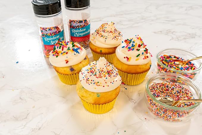 Bakerpan Rainbow Nonpareils Sprinkles - 7 Ounces Rainbow Sprinkles for Cake Decorating - Edible Nonpareils for Cupcakes, Ice Cream, Cake Decorations (Made in USA)