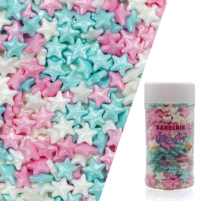 10mm Mixed Colour Sprinkles Edible Stars Cake Decorating Stars Cake Decorations Cupcake Toppers Cookie Decorating Perfect for Cakes,Cupcakes,Desserts Toppings 3OZ