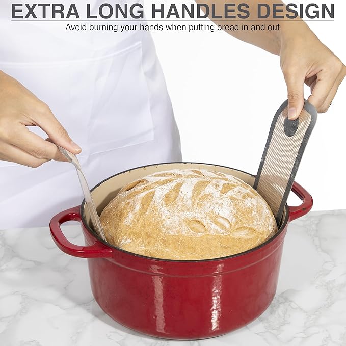 Silicone Bread Sling for Dutch Oven, Dough Scraper, Dough Whisk, Sour Dough Tools, Baking Bread Tools - Essential Bread Making Accessories for Sourdough, Bread Kneading & Dutch Oven Baking