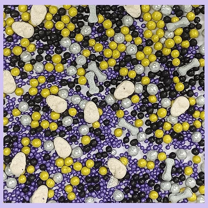 Confect Mix Lime Green, Silver, Midnight Purple & Ghostly Black Pearl Sprinkles | Edible Halloween Sprinkles | Spider Skulls & Bones sprinkles | Ghost Sprinkles - 2 Oz