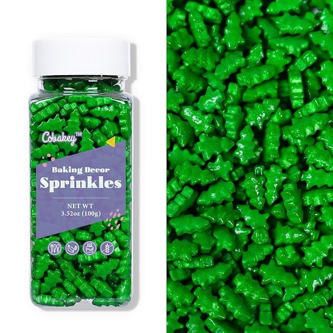 Christmas Sprinkles for Cookies, Green Tree Sprinkles Perfect for Christmas Dessert Party 3.52 Ounce