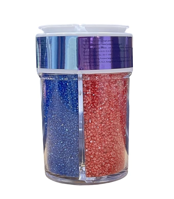 Sentovac Blue Purple Red and Gold Sanding Sugar Sprinkles | Edible Sprinkles for Cake Decorating | 1 Bottle 3.2oz Cookie Decorating Celebrations Wedding Shower Party Chirstmas Supplies