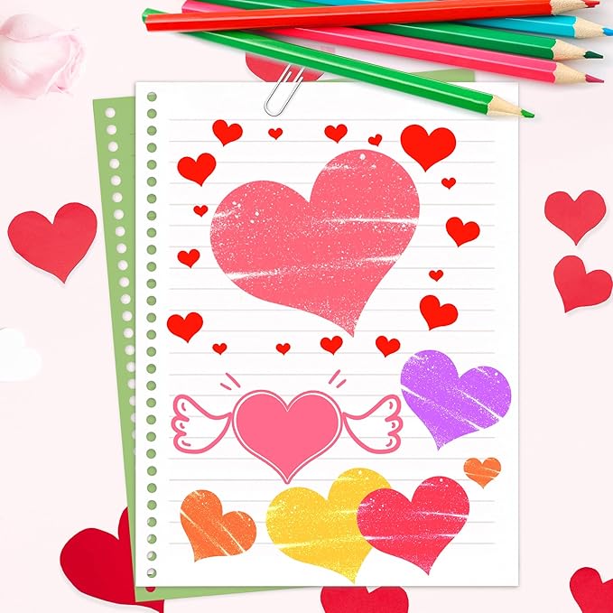 Heart Stencils for Painting 8 PCS Plastic Heart Reuseable Stencils for Painting Spraying Drawing on Wall Wood Flag Paper