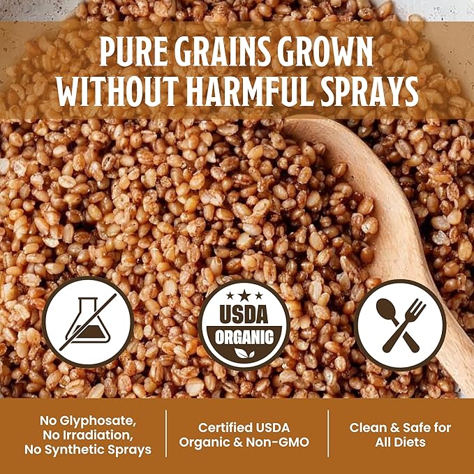 Farmer Bob's Organic Hard Red Wheat Berries – Bulk Winter Wheat | Non-GMO Whole Wheatberries for Milling, Cooking | Organic Wheat Berries, USA Grown, Farmer Direct 2lb Bag