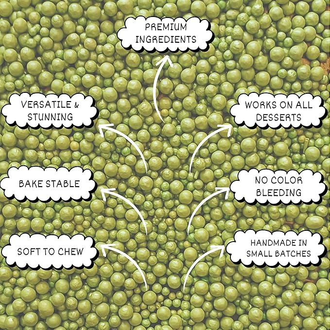 Confect Love Disco Balls Decorative Pearl Sprinkles, Metallic Lime Green, Cake Decorating Balls | Vegan, Gluten-Free, Soy-Free, Dairy-Free, Palm Oil-Free – 4.2 Oz