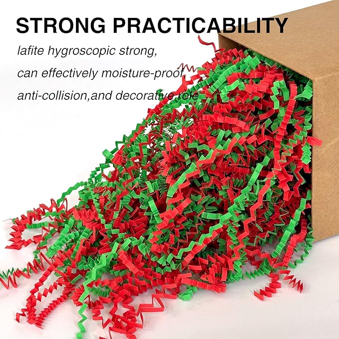 2LB Crinkle Paper Shred Filler for Gift Box Bag and Basket On Christmas Day(Red&Green)
