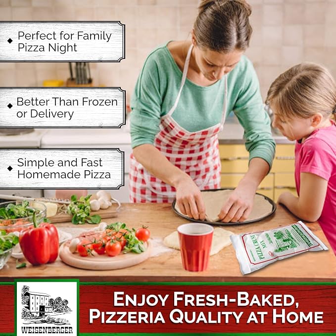 Weisenberger Pizza Crust Mix, 6.5 Ounce - Premade Pizza Dough Flour for Homemade Pizza, Breadsticks, Flatbread, or Calzones - 3 pack