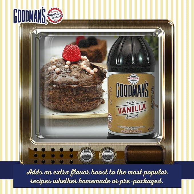 Goodman's Pure Vanilla Extract - Gluten-Free, Non-GMO, Kosher, Low Carb & Low Calorie - Madagascar Bourbon Vanilla Extract Ideal for Baking, Cooking & More - No Animal Products, No Sugar (16oz Bottle)