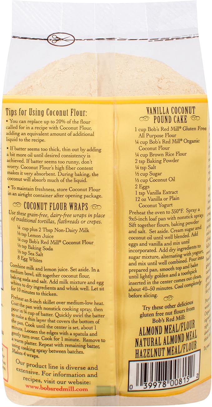 Bob's Red Mill Organic Coconut Flour, 16 Ounce (Pack of 4)