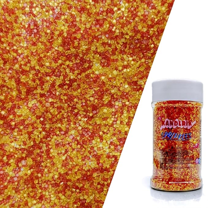 Edible Sanding Sugar Sprinkles for Cookie Decorating, Sugar Sprinkle Mix For Celebration Cakes, Cupcakes, Cookies, 3OZ (Red&Gold)