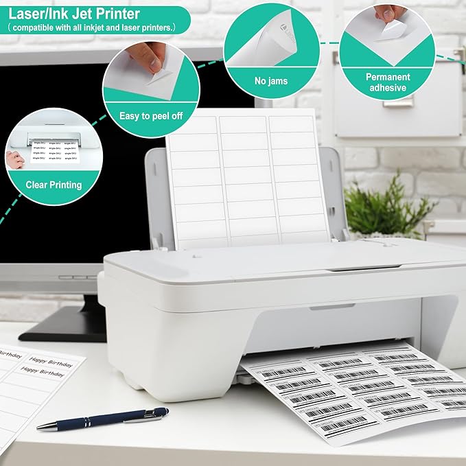 L LIKED Printable Address Labels, 1" x 2-5/8", 2 Packs of 900, Label Stickers for Envelopes (1800 Labels)