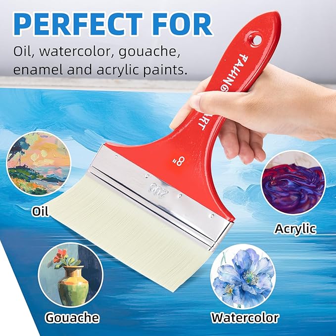Falling in Art Flat Paddle Paint Brush, Large Scale Brush for Oil and Acrylic Paints, 8 Inch